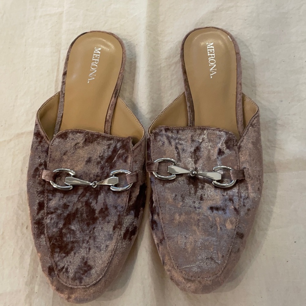 Pink velvet slip on